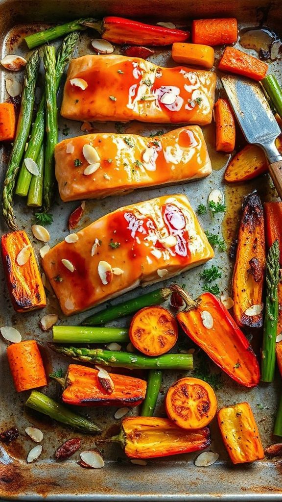 Sheet Pan Maple-Mustard Glazed Salmon with Roasted Asparagus