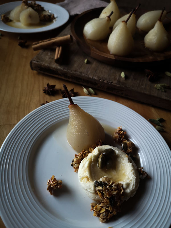 Hidden Honey and Cardamom Poached Pears