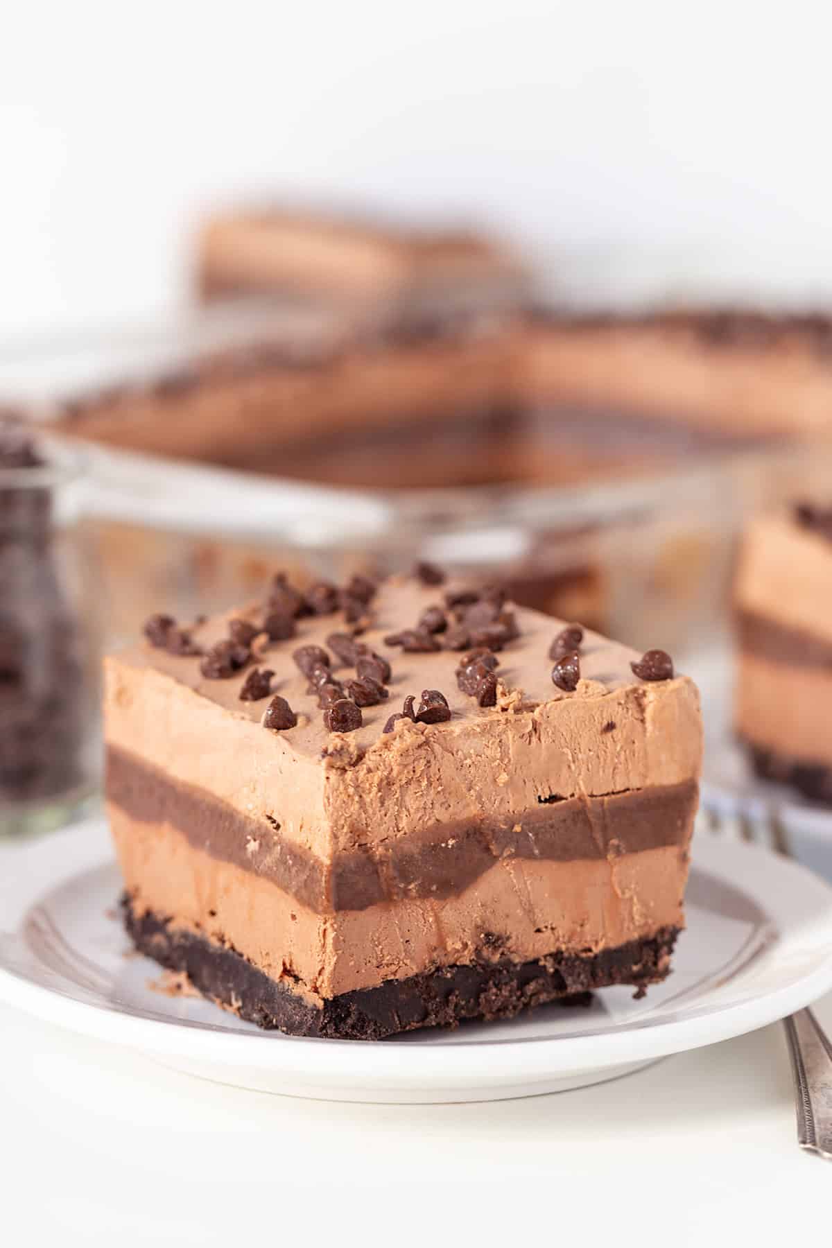 Pixel-Stacked Layered Chocolate Mousse Dessert