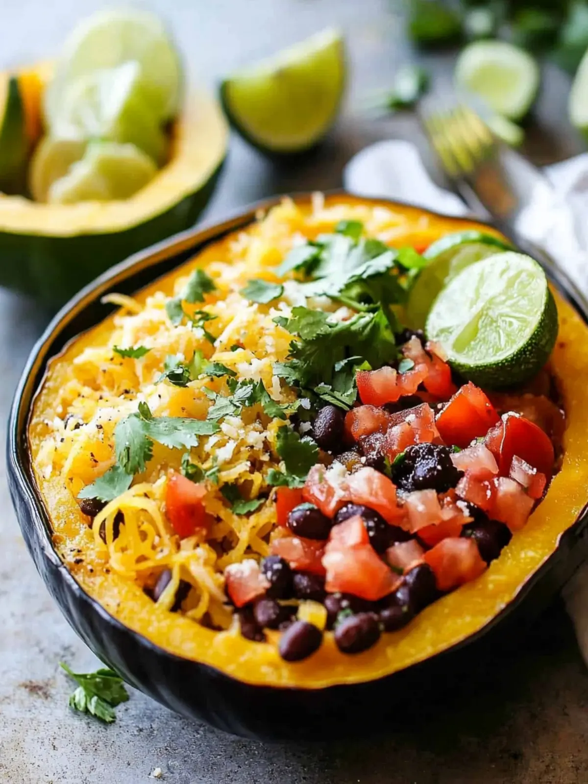 Spaghetti Squash Burrito Bowl with Guacamole