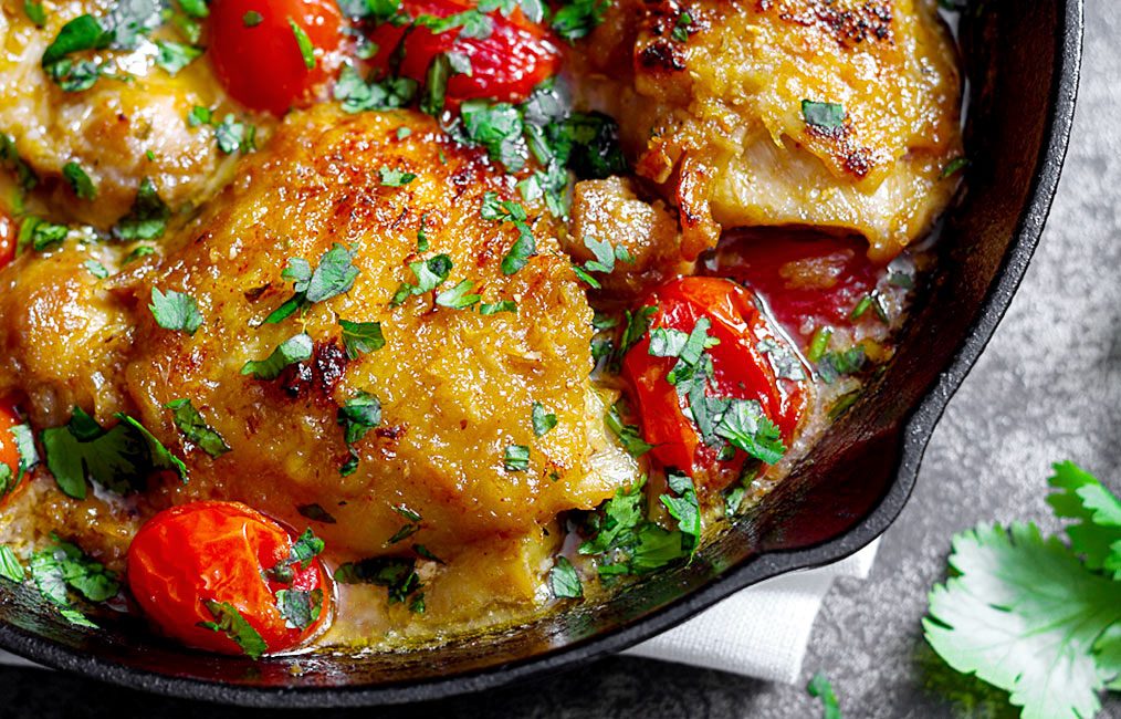 Skillet Tomato Lime Chicken with Cilantro