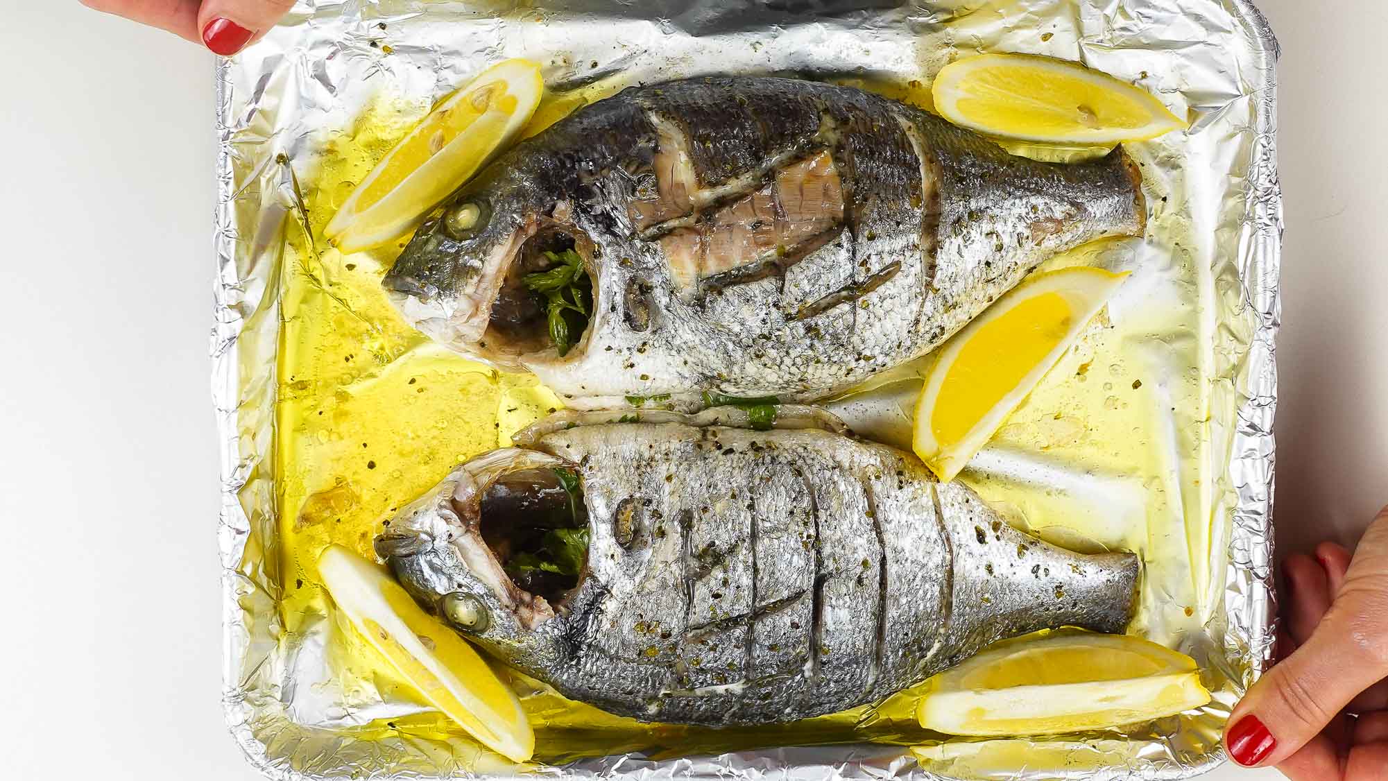 Sea Bream Baked with Lemon, Dill, and Olive Oil