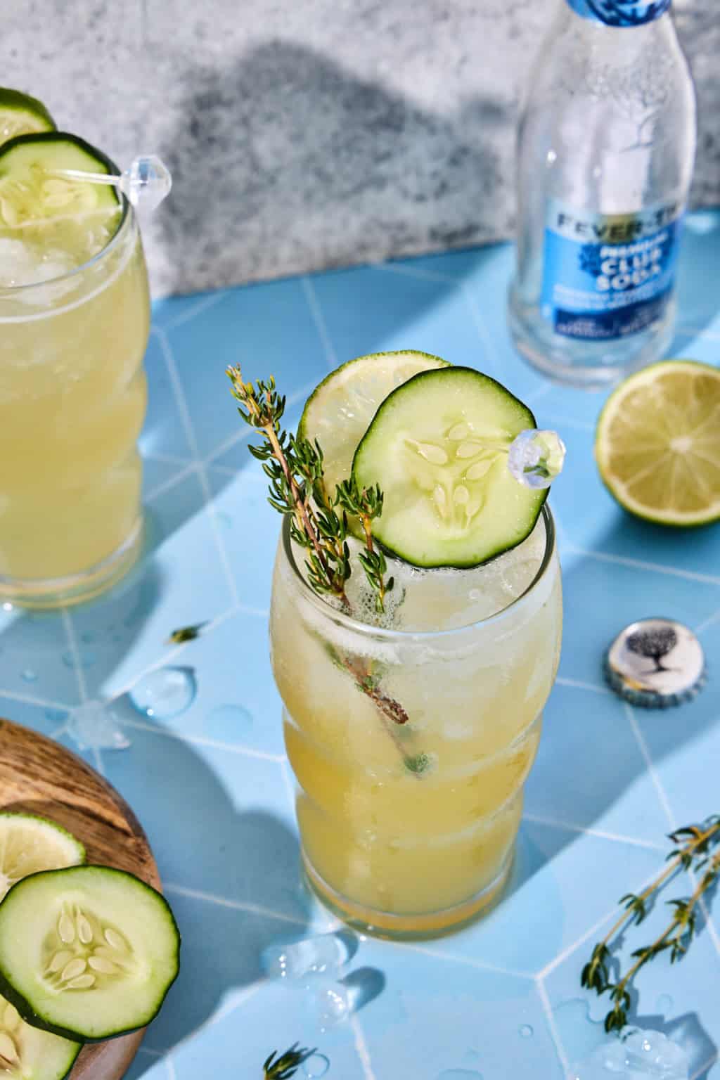 Honeydew Cucumber Gin Cocktail with Midori and Fresh Lime