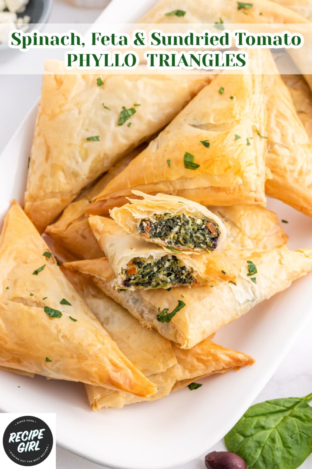 Phyllo-Wrapped Spinach and Feta Triangles with Fresh Dill