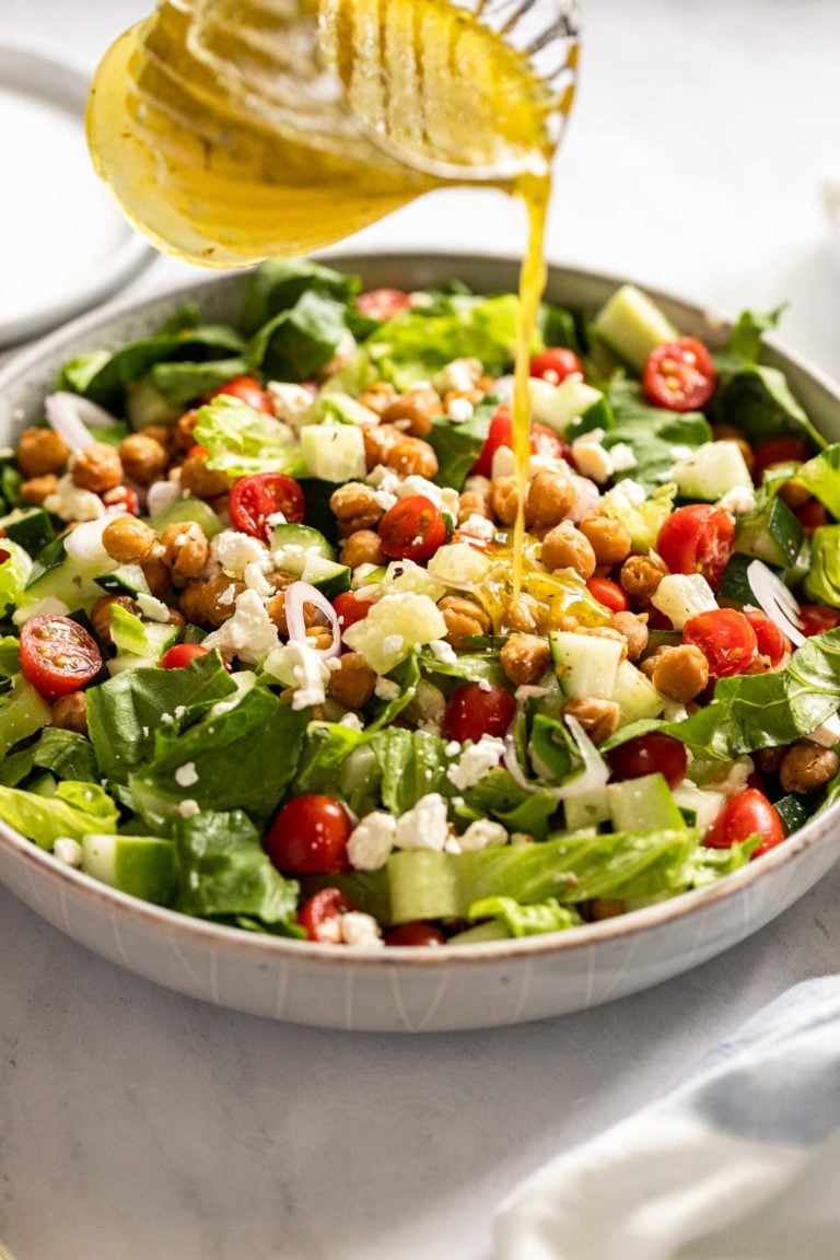 Gel-Infused Mediterranean Chickpea Salad with Lemon Dressing