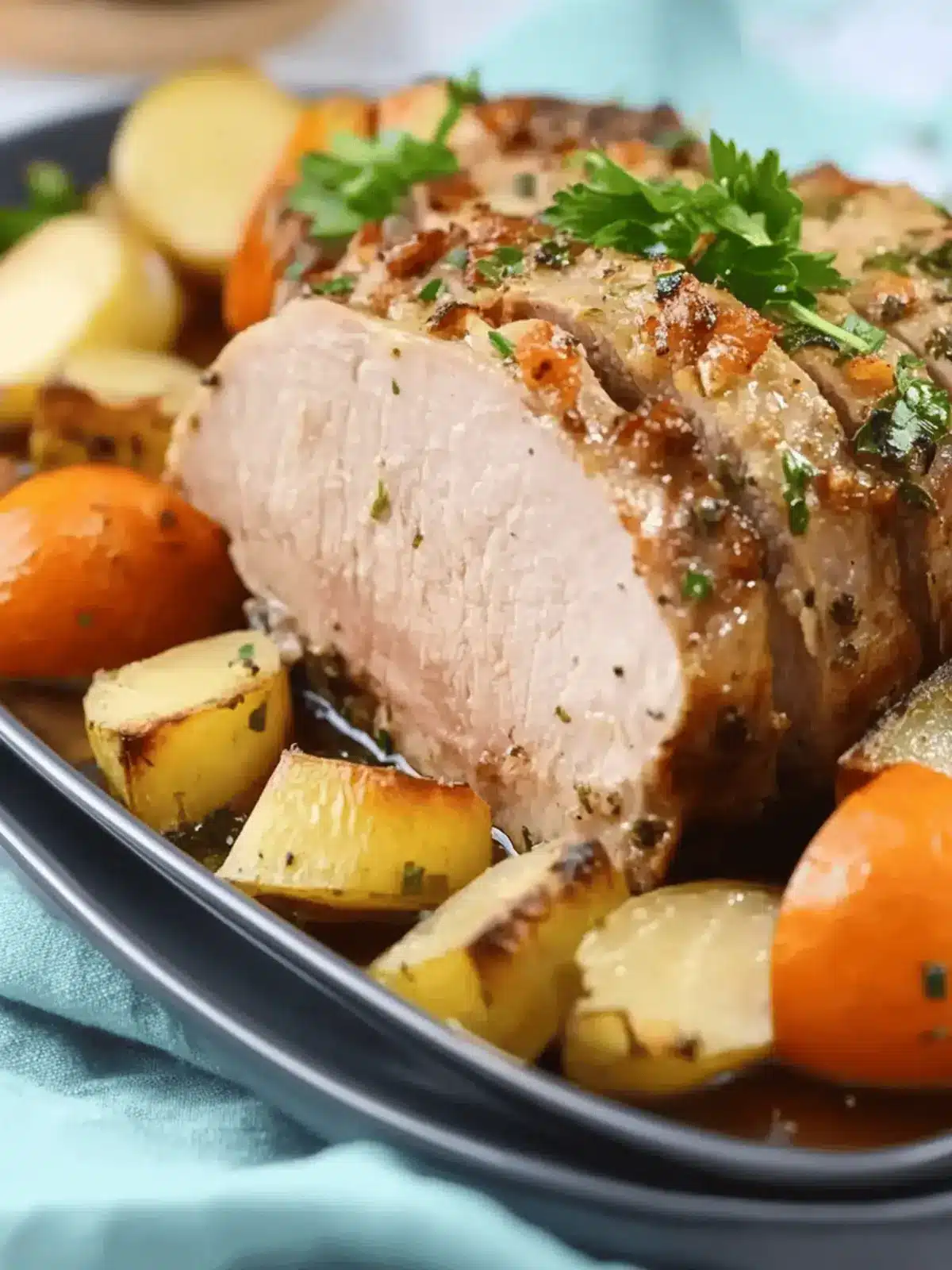 Italian Oven-Baked Herb-Roasted Pork Loin with Garlic