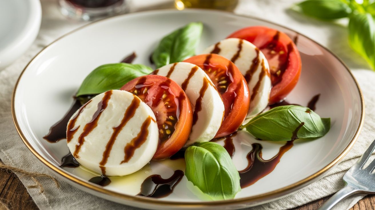 Traditional Italian Caprese Salad with Balsamic Glaze