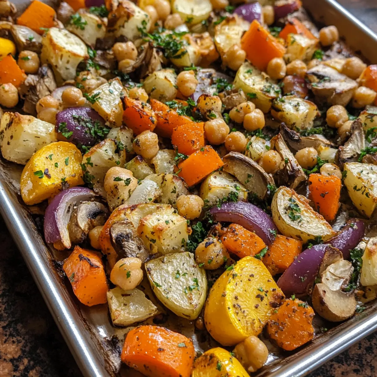 Sheet Pan Spiced Mediterranean Chickpea and Vegetable Roast