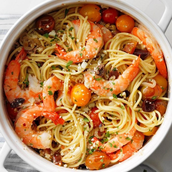 Italian Garlic Butter Shrimp Pasta with Cherry Tomatoes