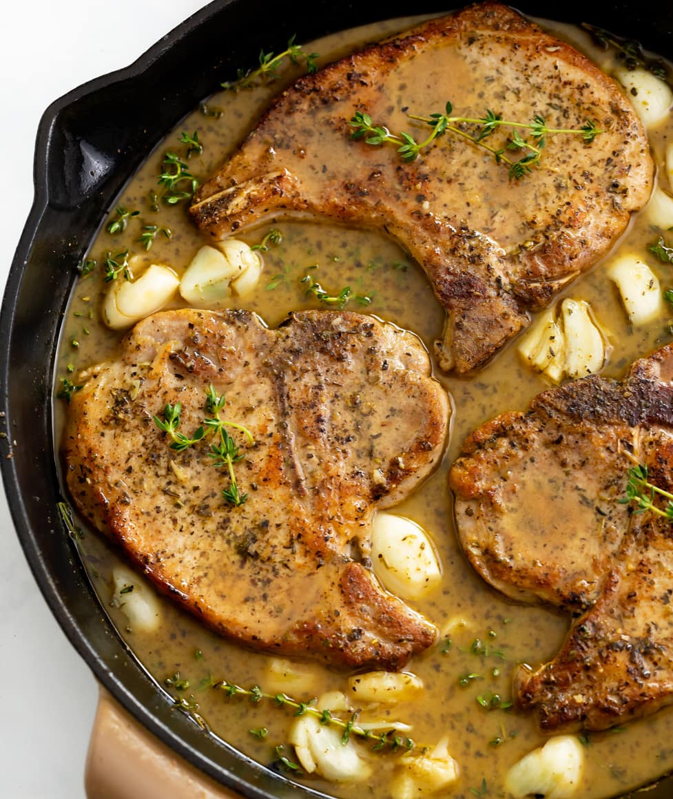Voice-Controlled Tempur-Ergo Smart Base Inspired Pork Chops with Herb Pan Sauce