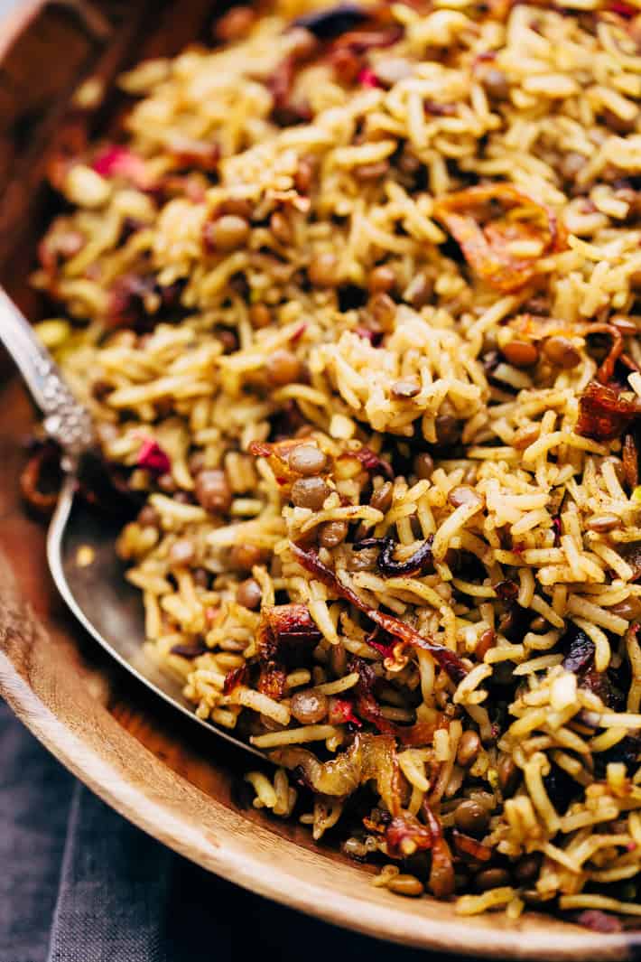 Lebanese Lentil and Rice Pilaf with Caramelized Onions