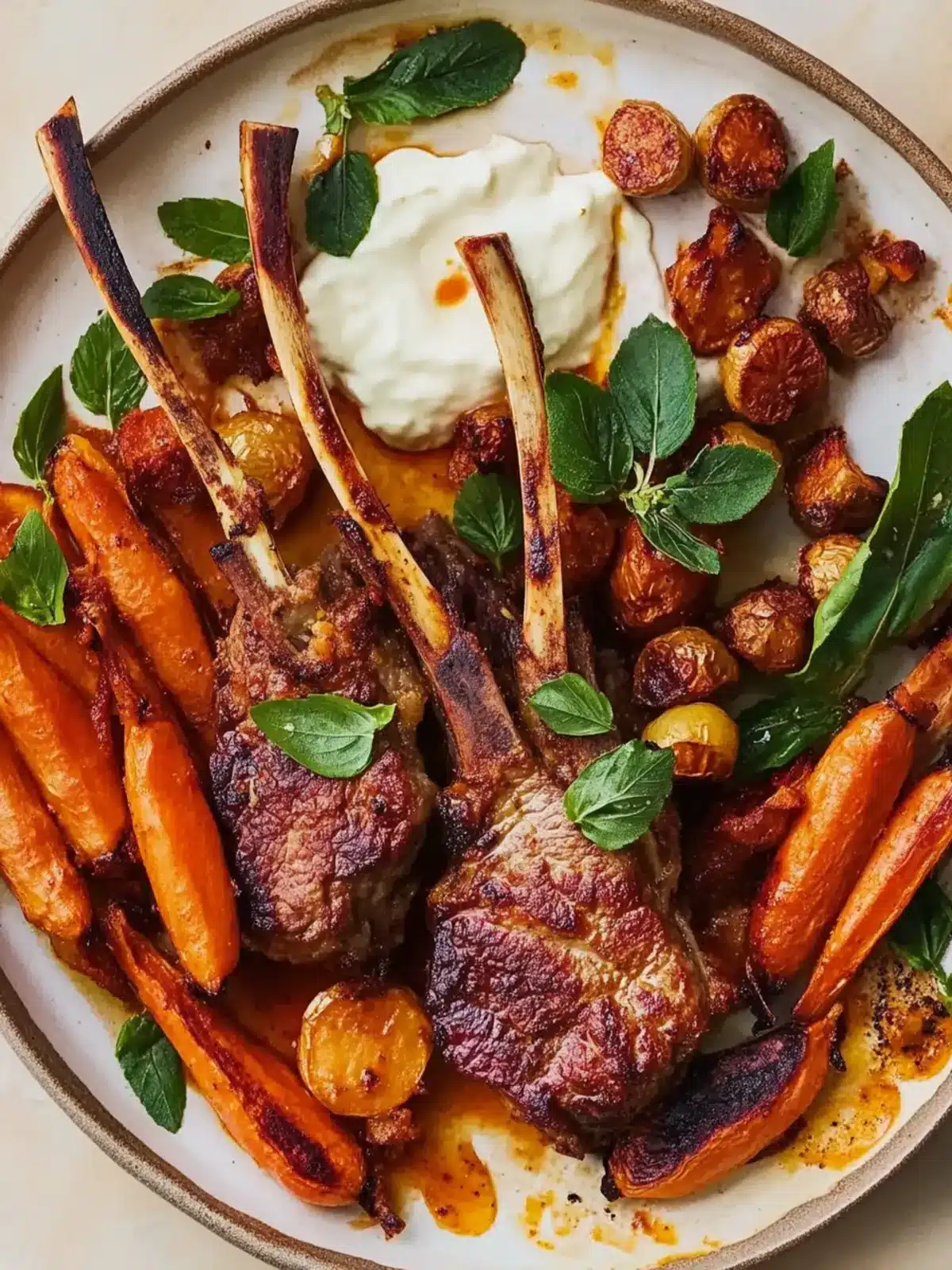 Sheet Pan Harissa-Spiced Lamb Chops with Roasted Vegetables