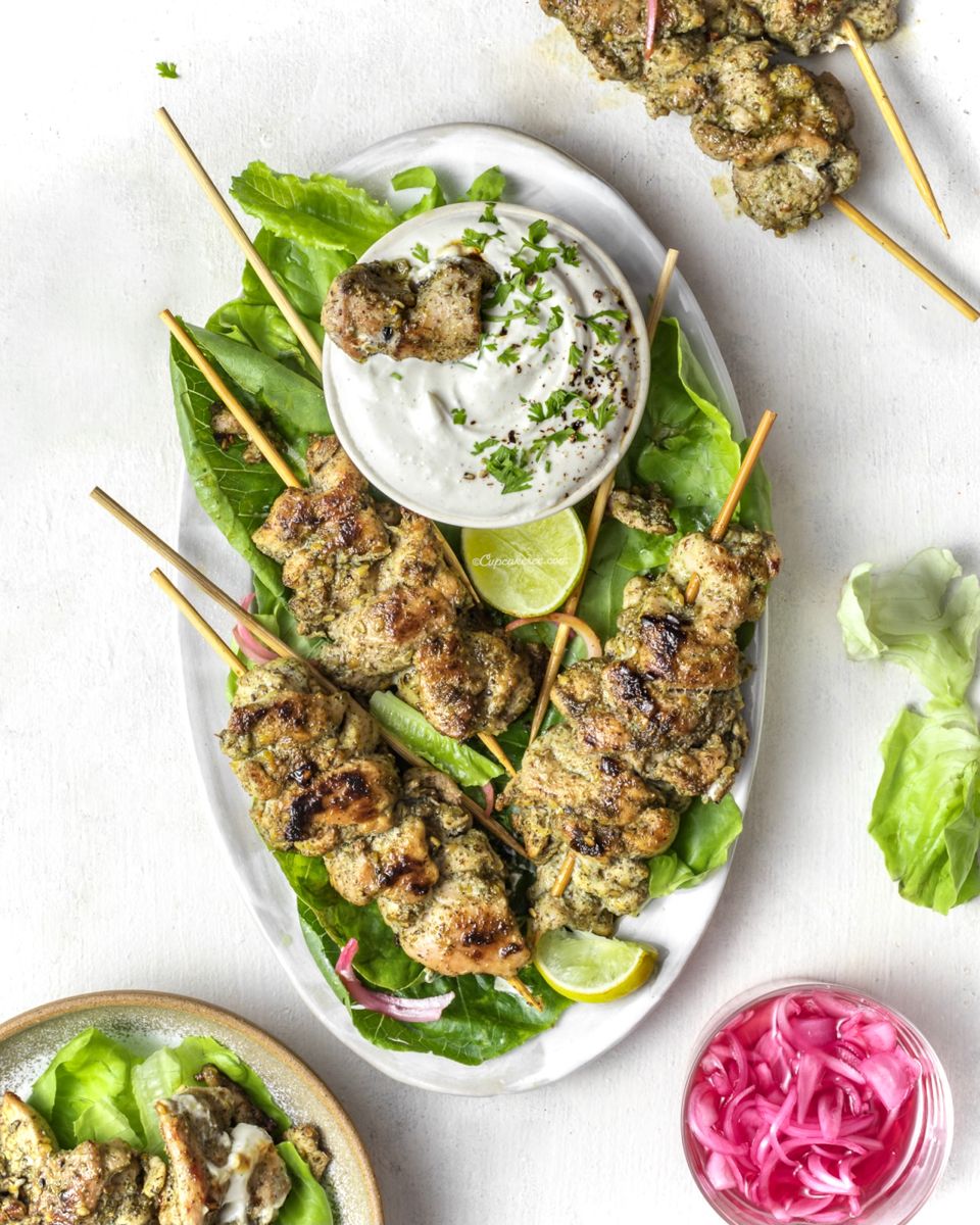 Grilled Za'atar Chicken Skewers with Garlic Yogurt Sauce