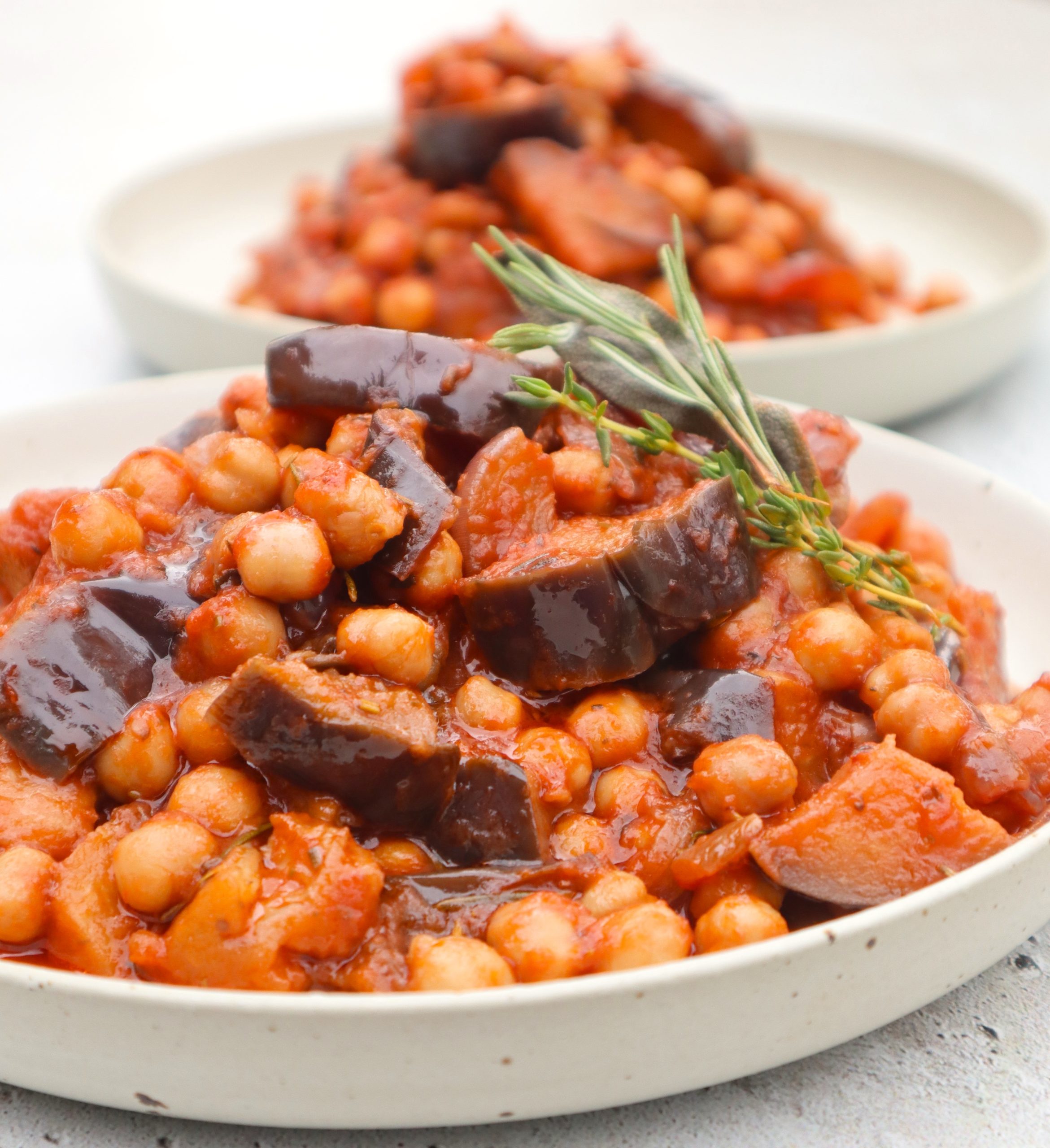 Warm Chickpea and Eggplant Stew with Sumac and Tomato