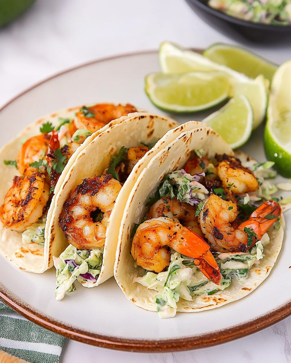 Lime-Chili Grilled Shrimp Tacos with Cilantro Slaw