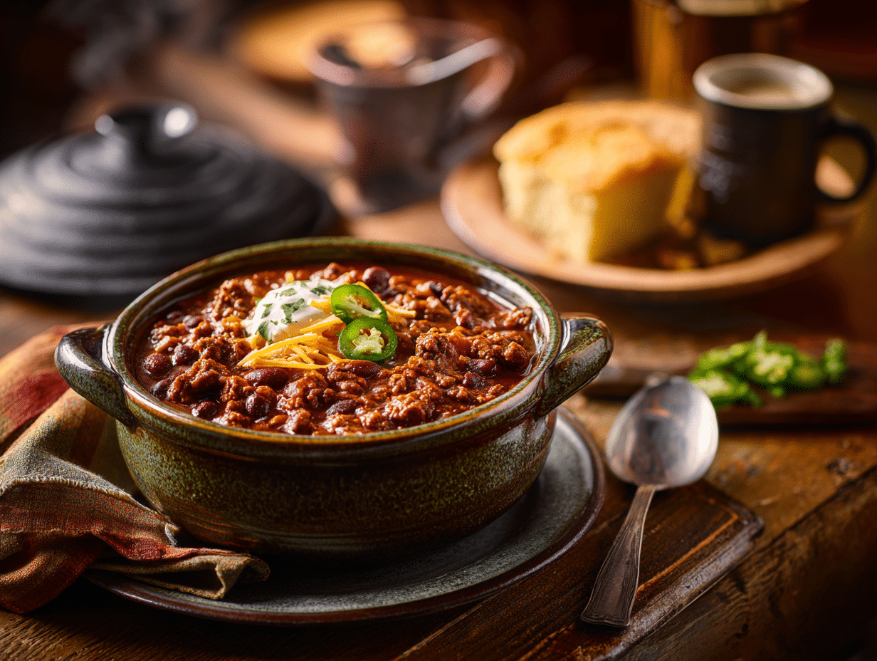 Whiskey-Infused Beef Chili with Roasted Peppers
