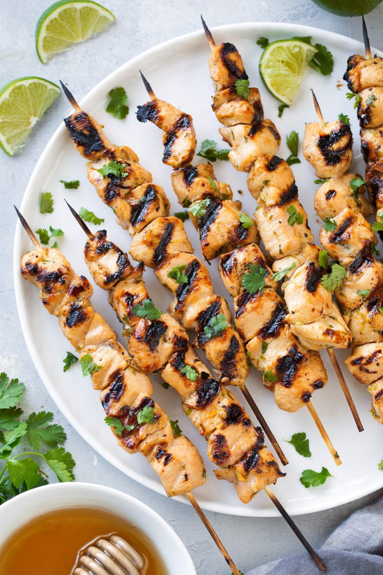 Honey-Lime Grilled Caribbean Chicken Skewers