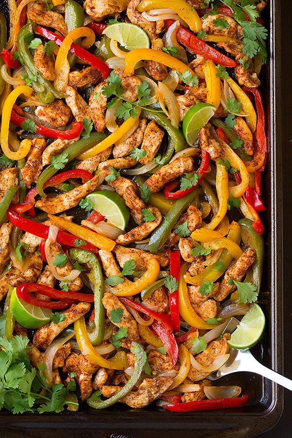 Sheet Pan Chicken Fajitas with Bell Peppers and Onions