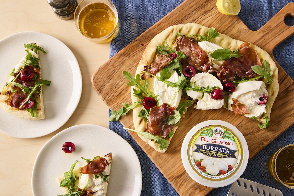 Wood-Fired Pizza with Burrata and Arugula