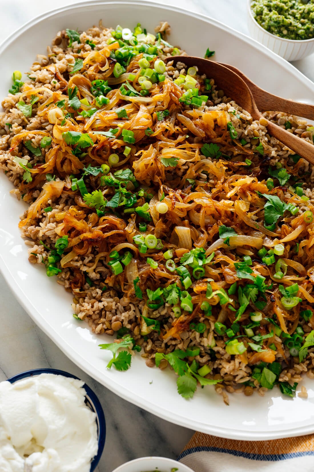 Lentil and Rice Mujaddara with Caramelized Onions