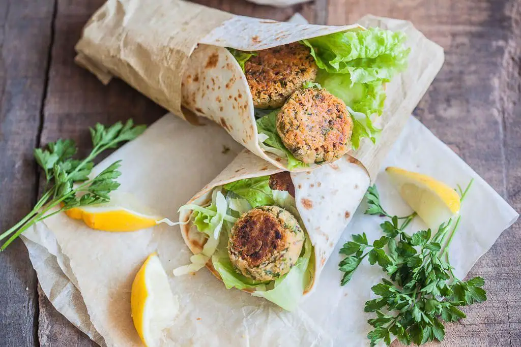 Chickpea and Herb Falafel Wrap with Tahini Yogurt Sauce