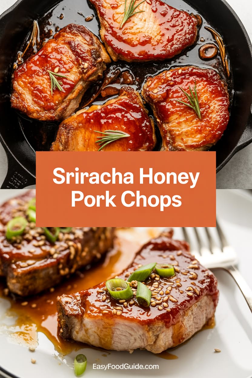 Sriracha-Sriracha Glazed Pork Chops with Cabbage Slaw