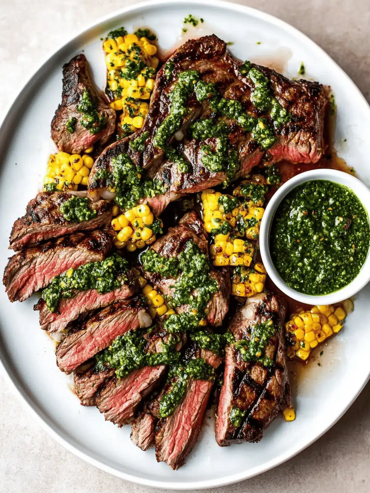Grilled Coffee-Rubbed Ribeye with Chimichurri Sauce