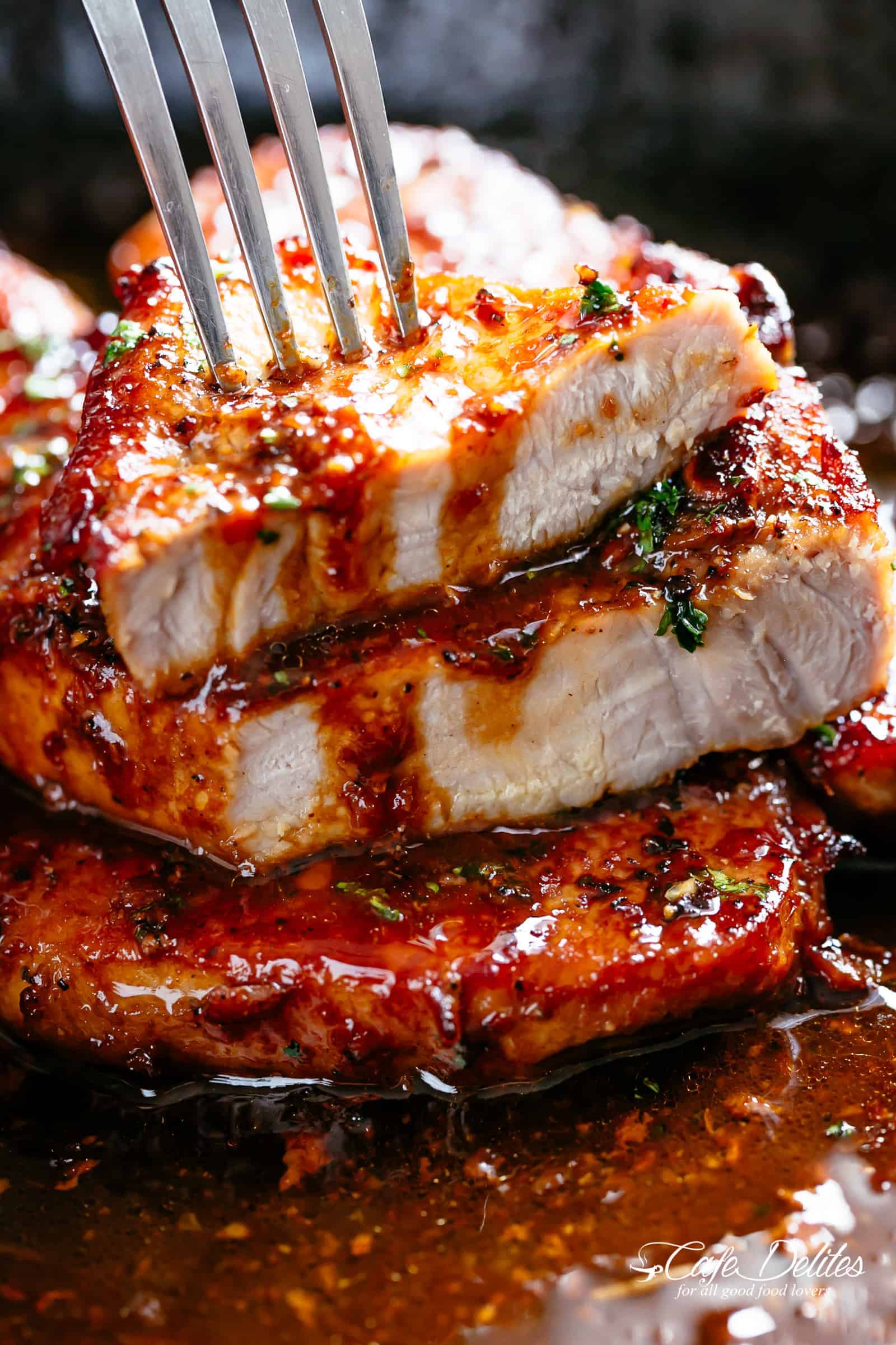 Hot Honey-Glazed Grilled Pork Chops with Garlic Butter