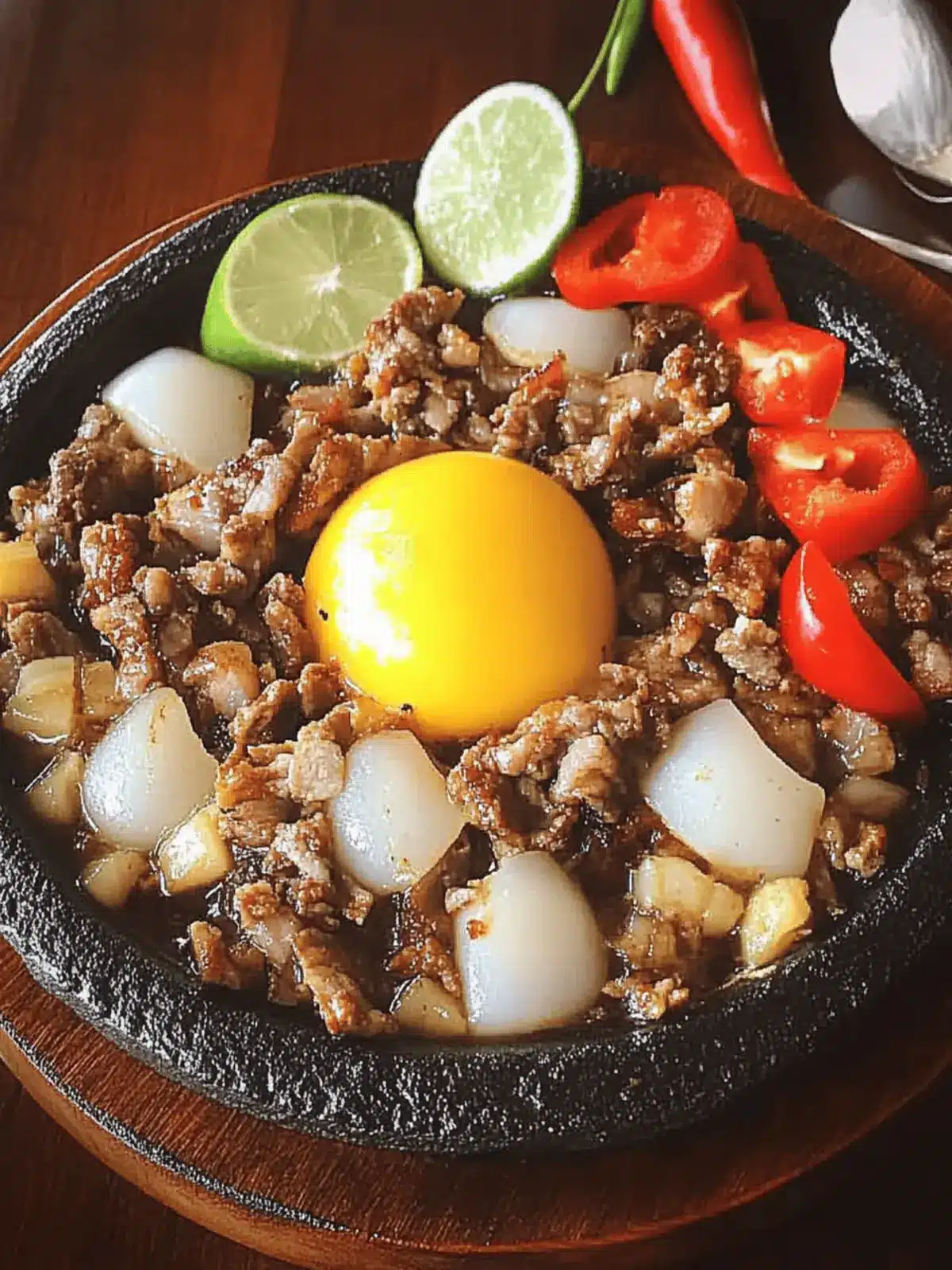 Sizzling Pork Sisig with Calamansi and Chili