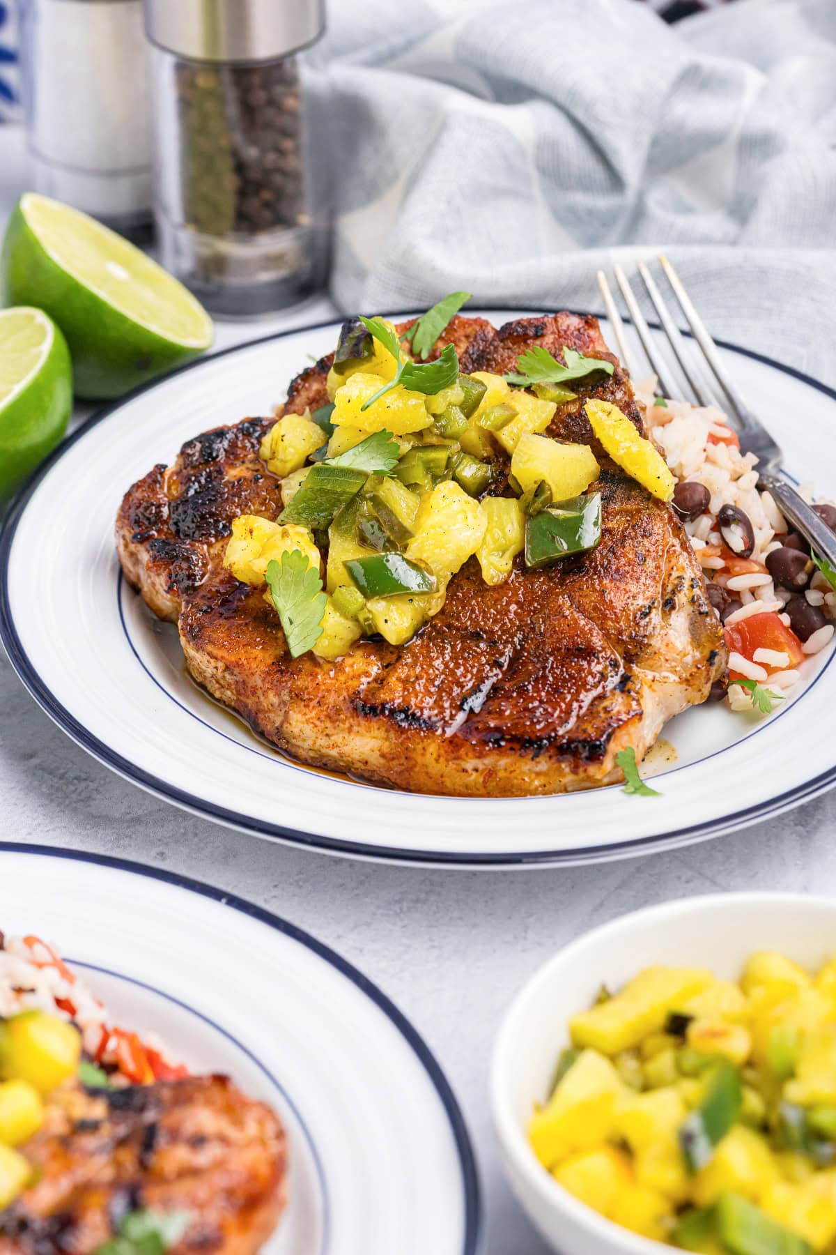 Charcoal-Grilled Spiced Pork Chops with Pineapple Salsa