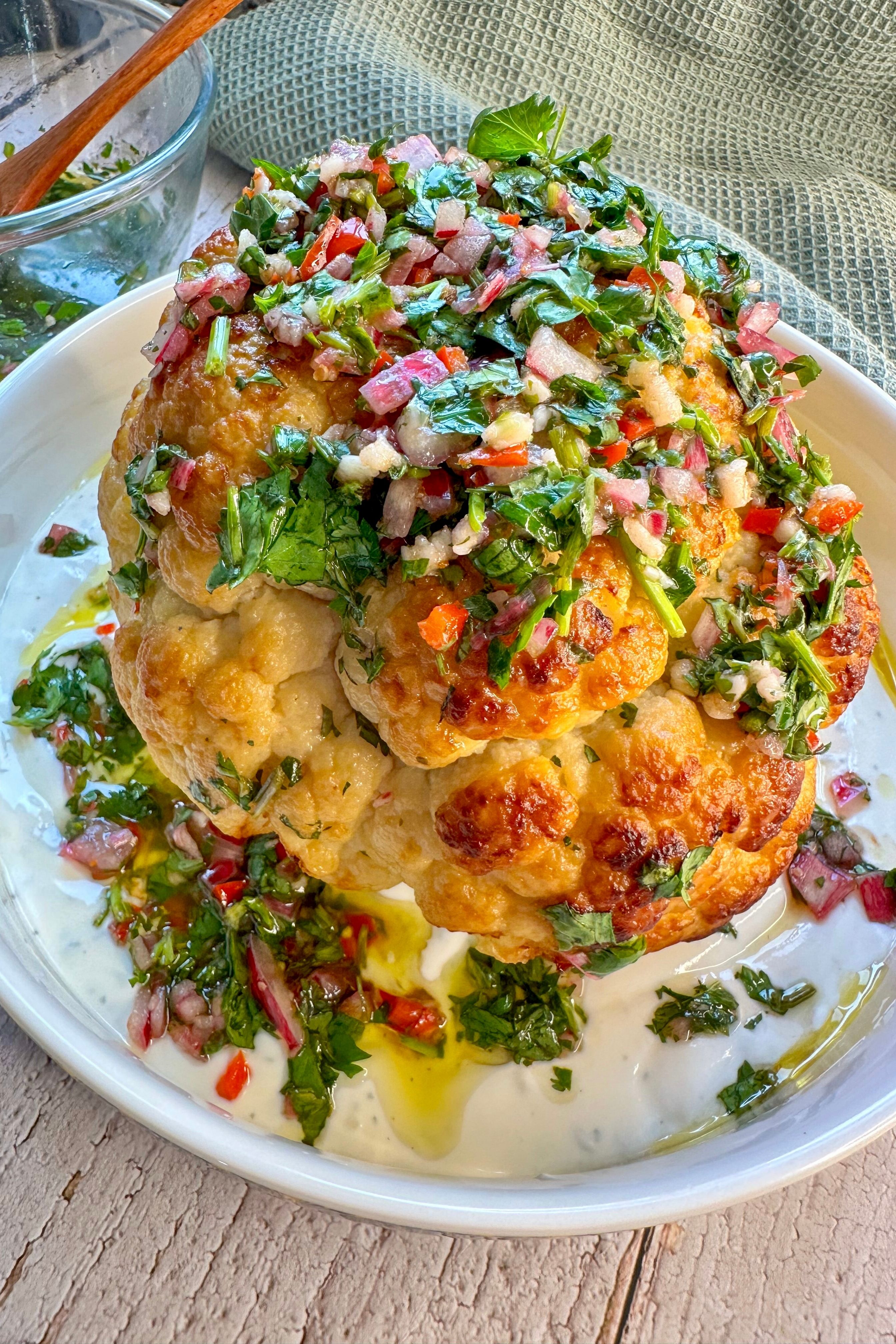 Za'atar Roasted Cauliflower with Garlic Yogurt Sauce