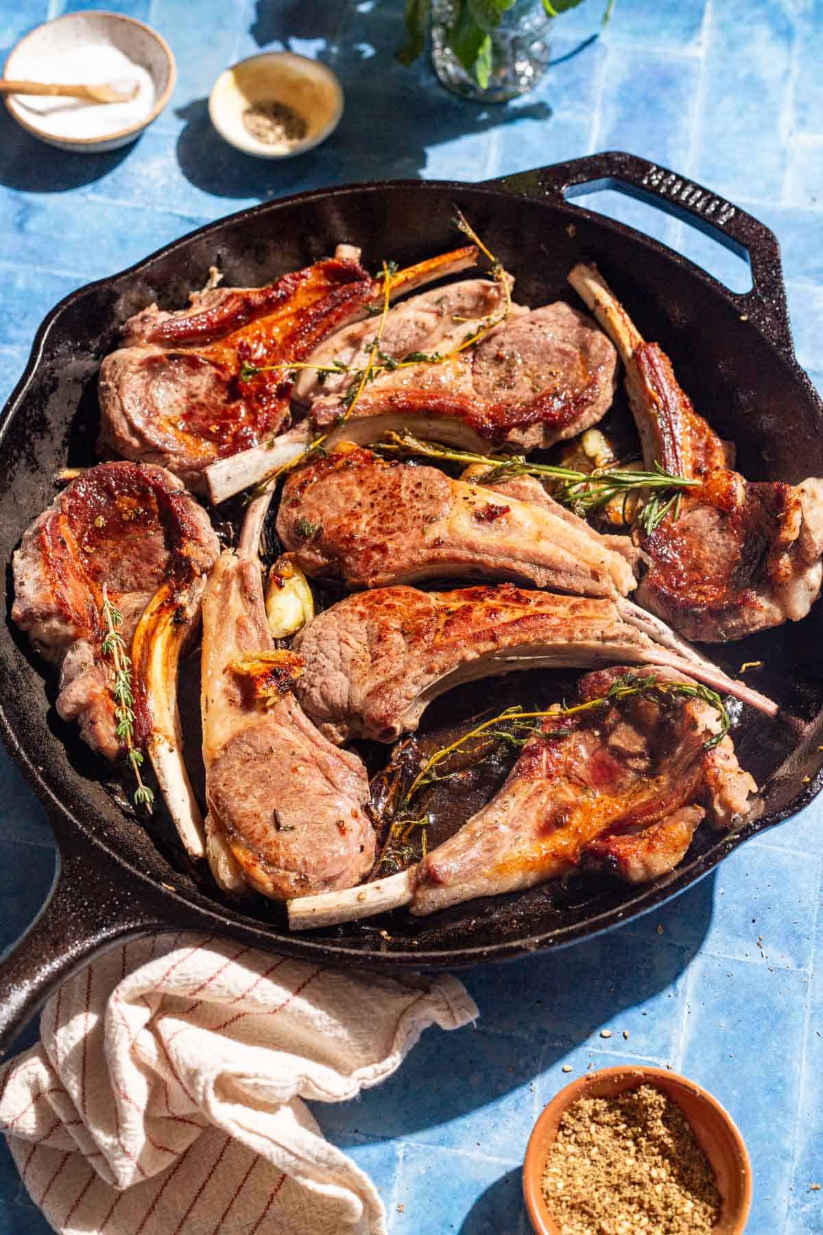Pan-Seared Lamb Chops with Za’atar and Sumac Drizzle