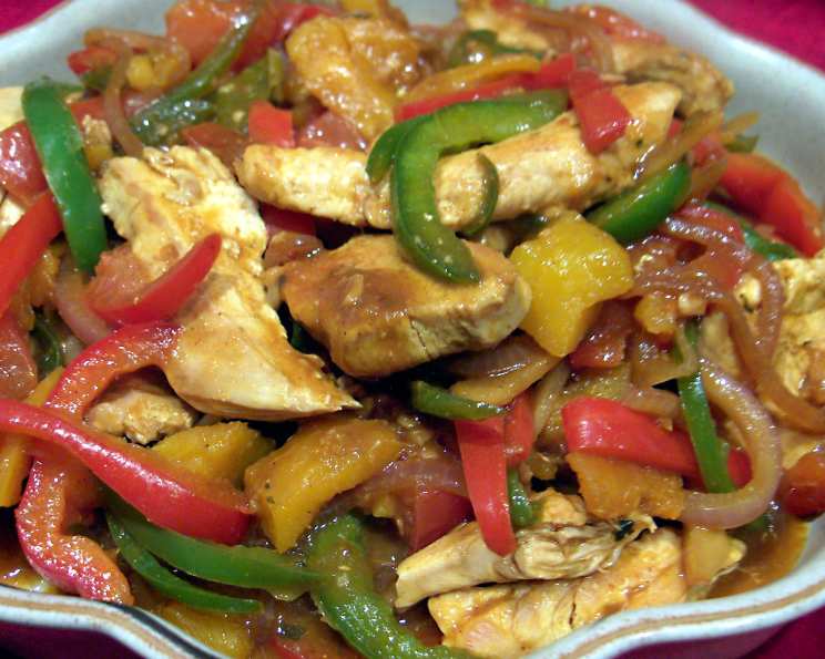 Stir-Fried Chicken with Bell Peppers and Ginger Soy Glaze