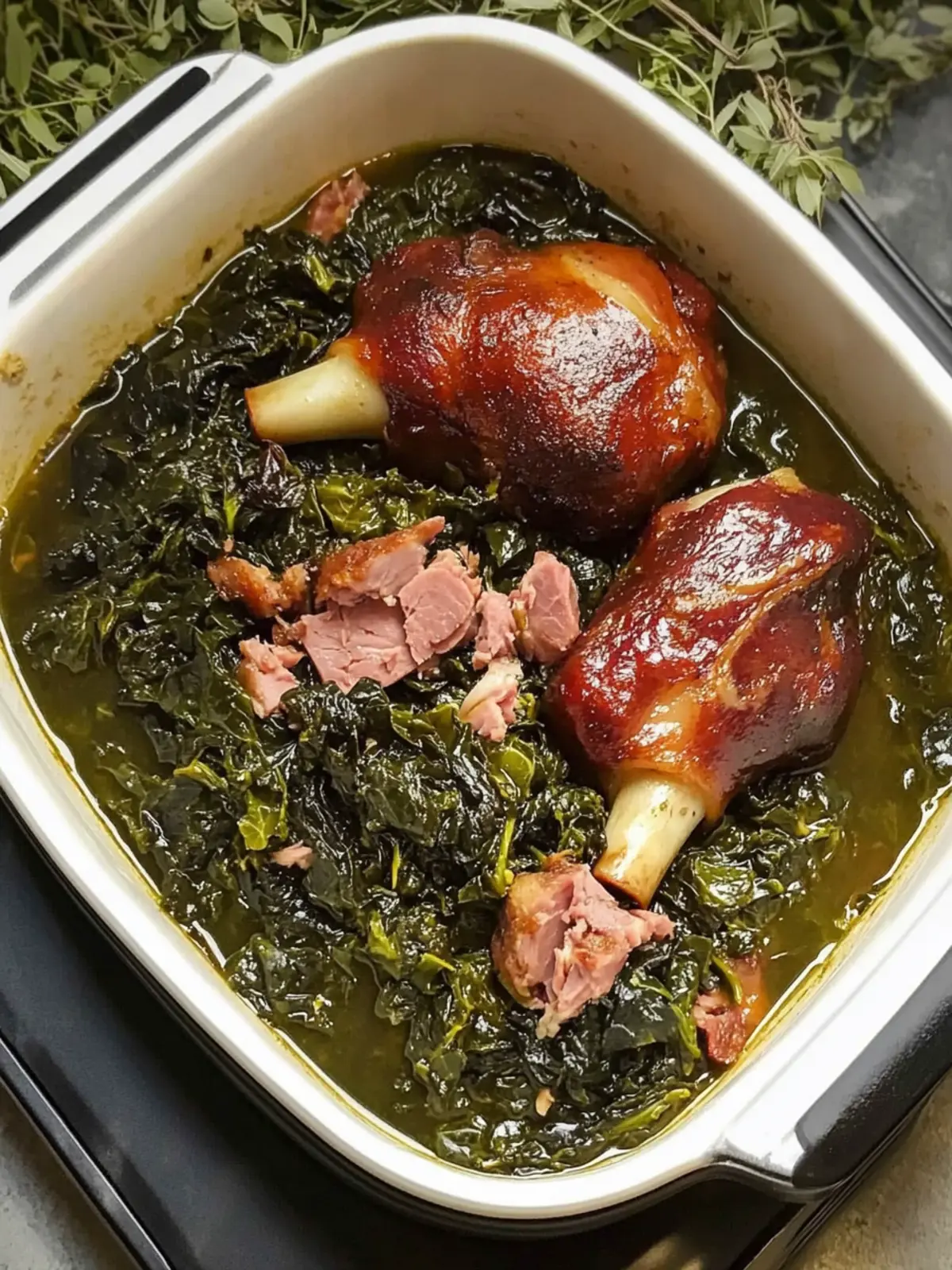 Slow Cooker Collard Greens with Ham Hock and Smoked Paprika