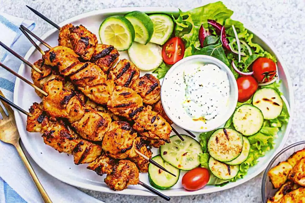 Grilled Chicken Shish Tawook with Garlic Yogurt Sauce