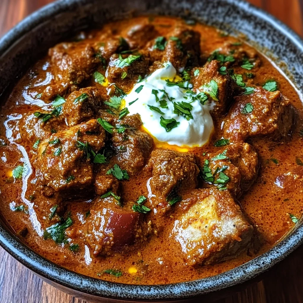 Slow-Cooked Kashmiri Lamb Rogan Josh with Yogurt and Kashmiri Chili