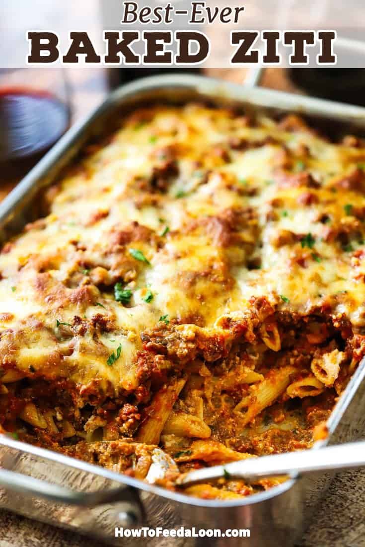 Italian Oven-Baked Ziti with Roasted Garlic and Fresh Basil