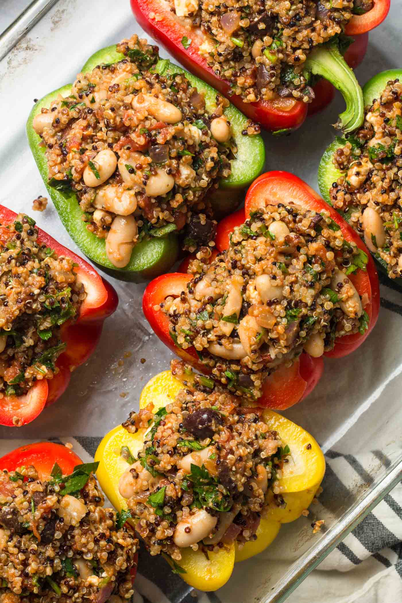 Vegan Mediterranean Stuffed Peppers with Quinoa and Herbs