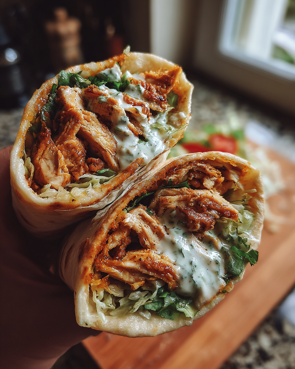Za’atar-Spiced Chicken Shawarma Wraps with Garlic Sauce