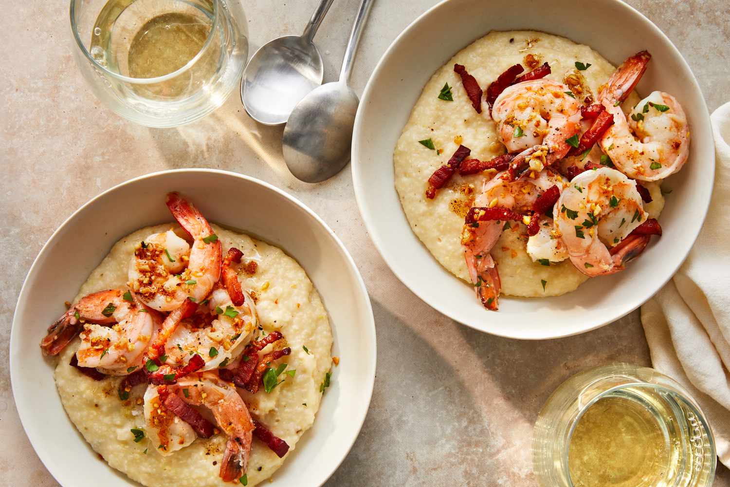 Shrimp and Cheese Grits with Smoky Bacon and Scallions