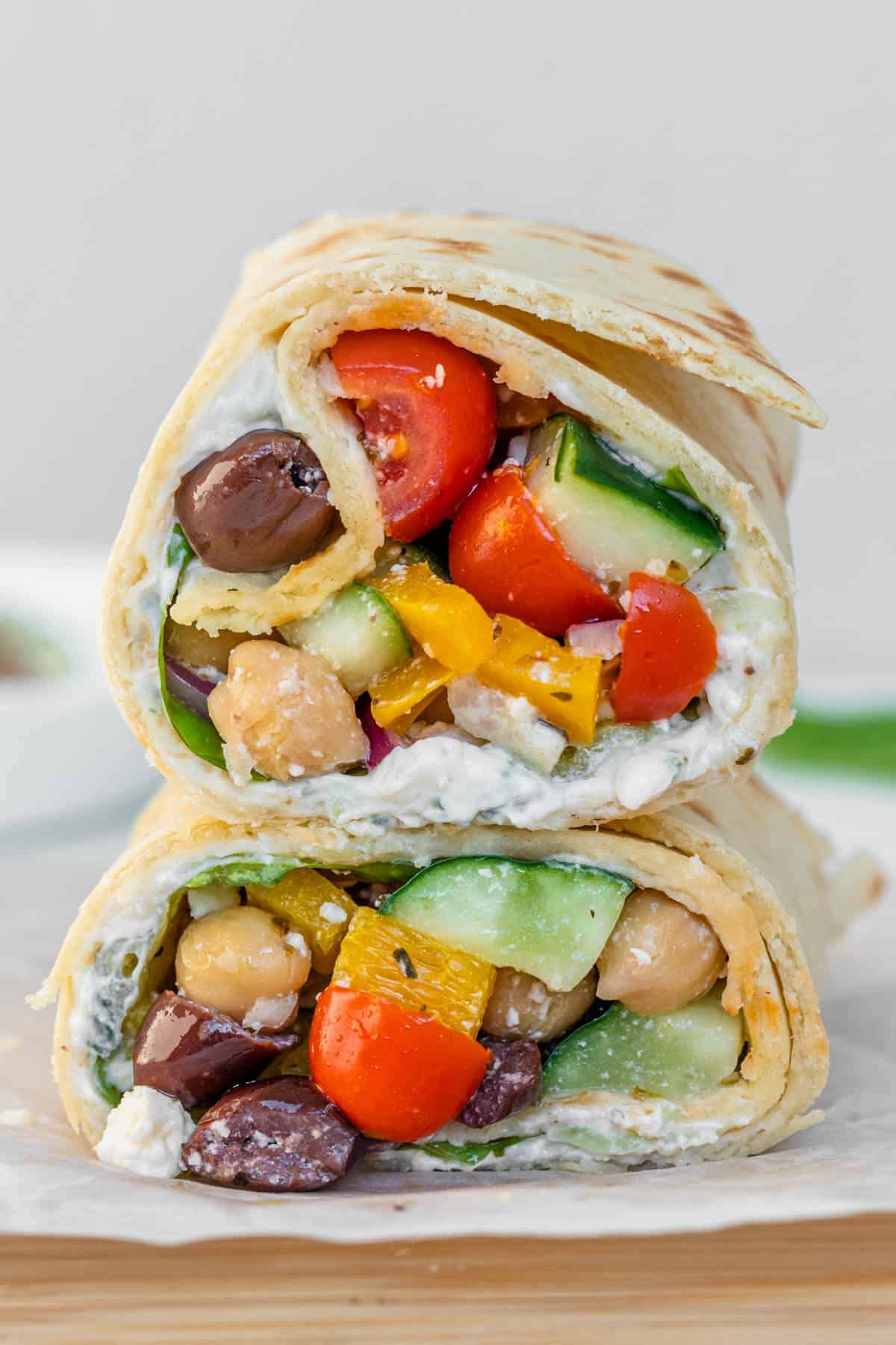 Overleaf-Inspired Layered Greek Salad Wraps