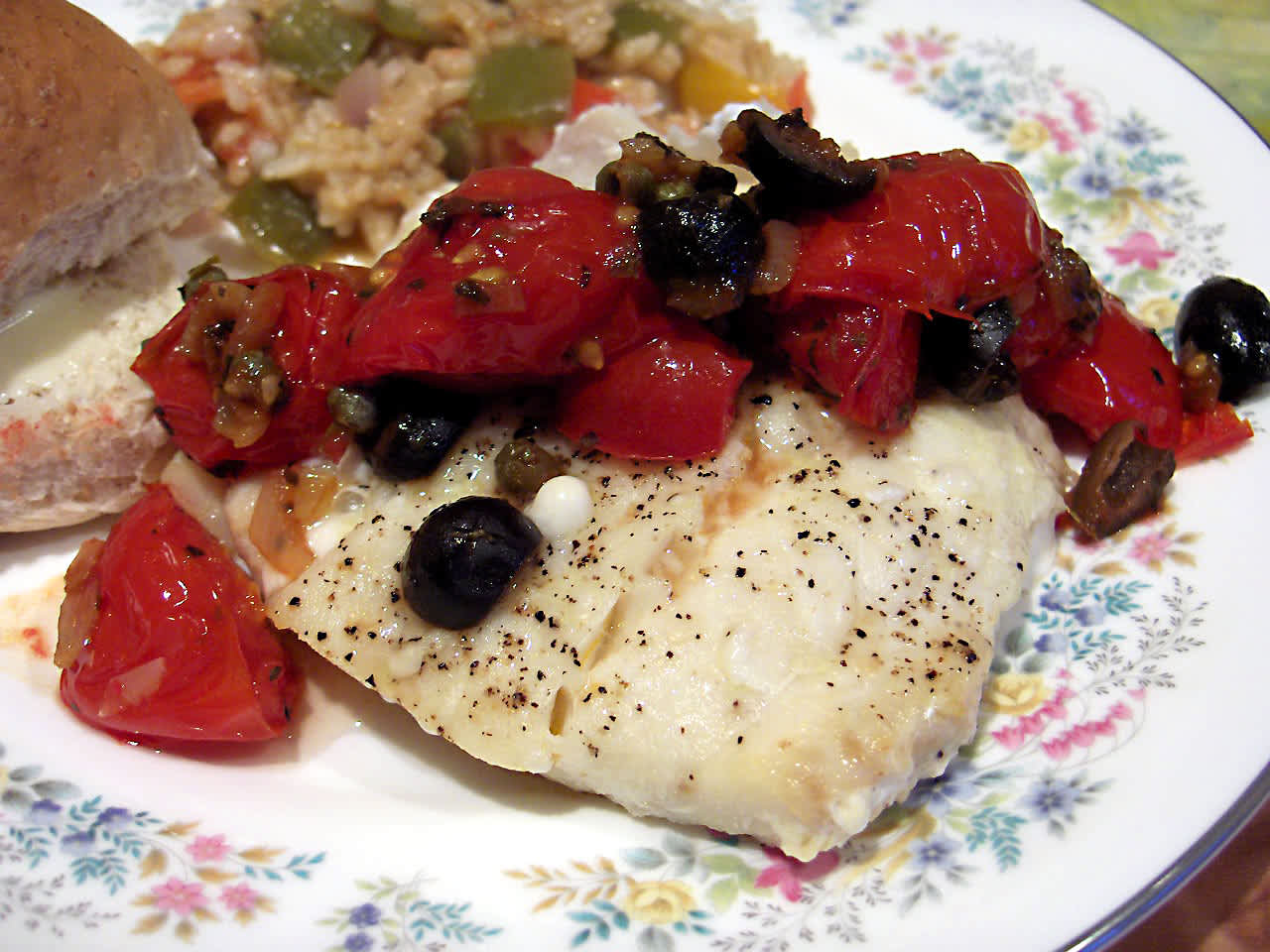 Baked Italian-Style Cod with Tomato and Olive Salsa