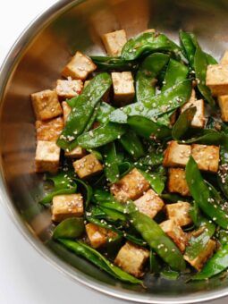 Pan-Fried Tofu Stir-Fry with Ginger and Snow Peas