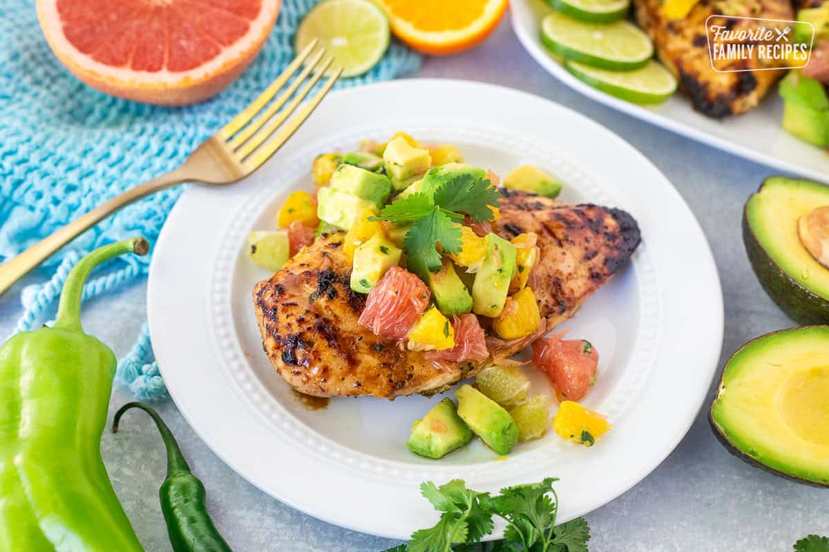 Grilled Citrus-Brined Chicken with Avocado Salsa