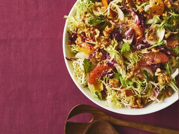 Charred Citrus and Bitter Greens Salad with Toasted Walnuts