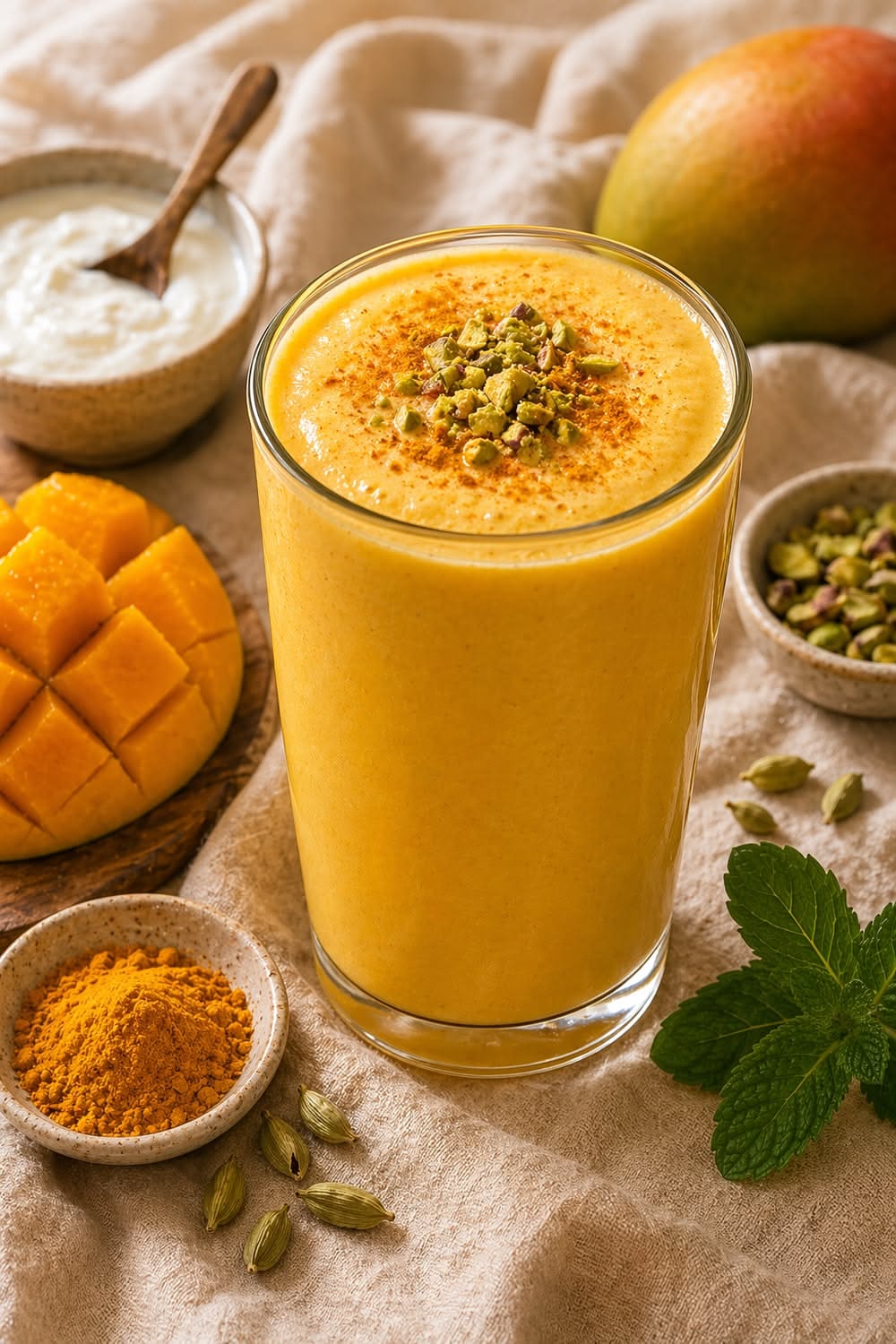 Mango Lassi Smoothie with Cardamom and Honey