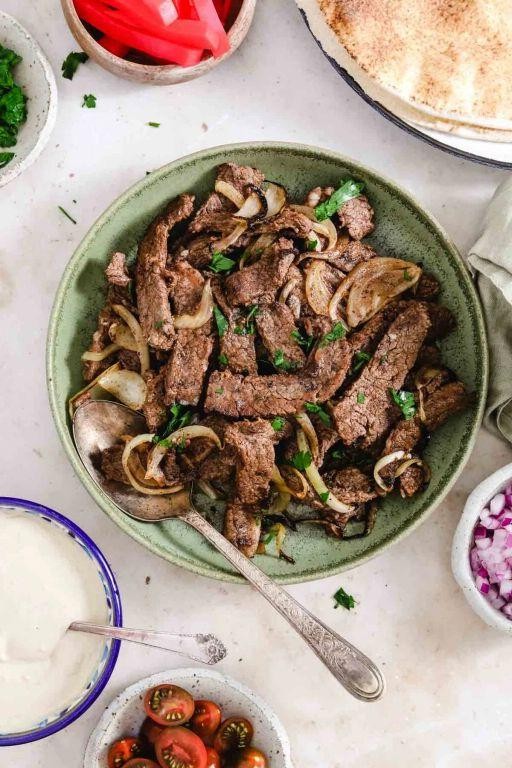 Slow-Cooked Beef Shawarma with Garlic Toum Sauce