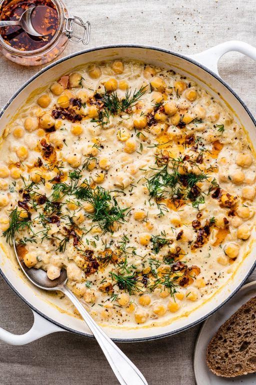 Slow-Cooked Chickpea Stew with Preserved Lemon and Pine Nuts