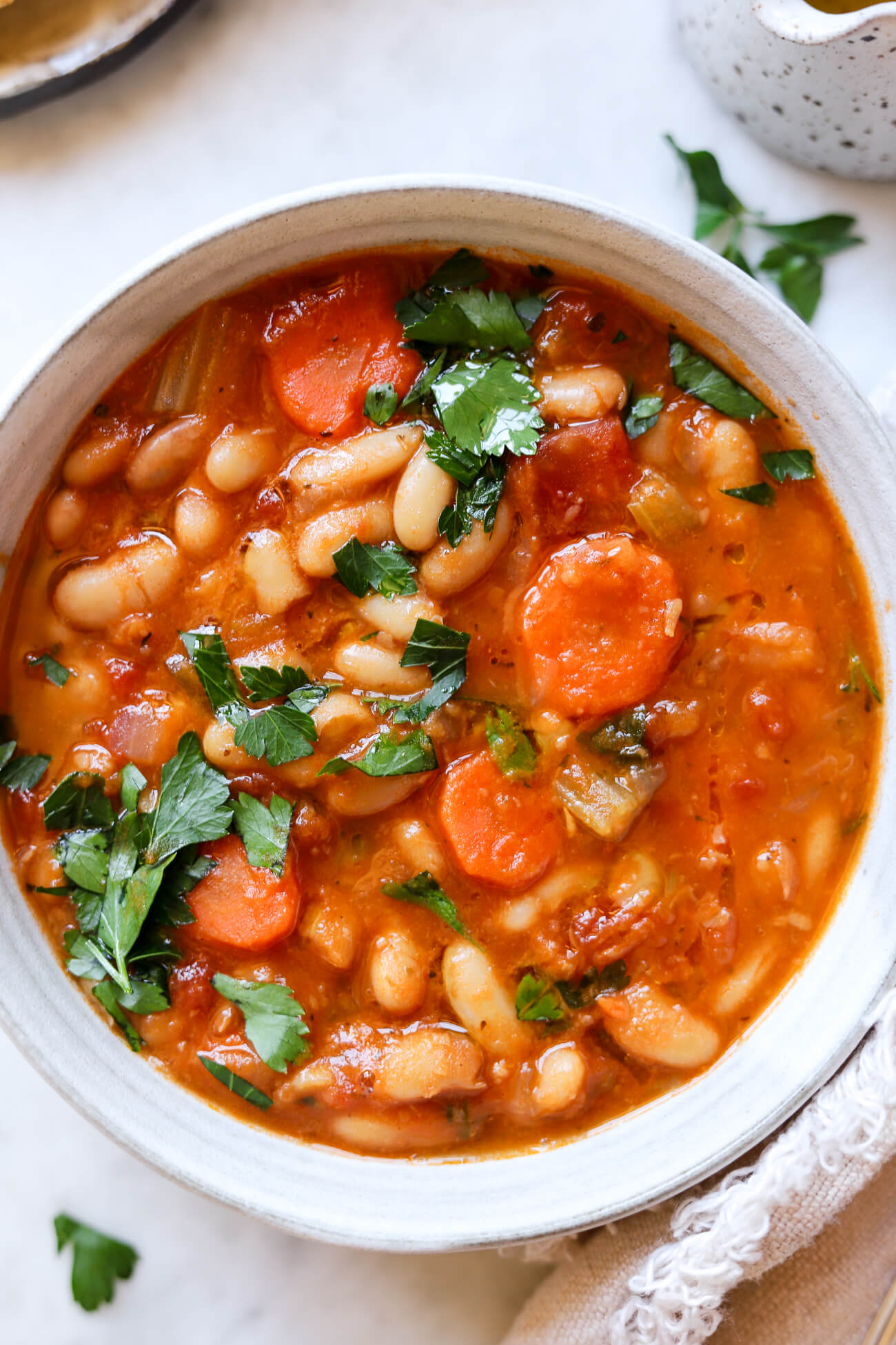 Slow-Simmered Greek Fasolada Bean Soup with Carrots and Celery