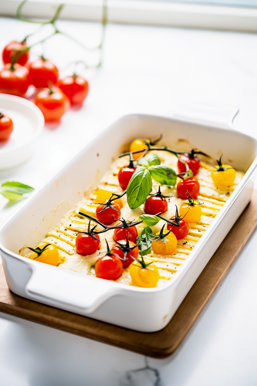 Baked Polenta Layered with Sundried Tomato and Mozzarella